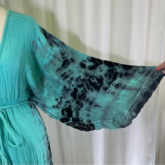 Jens Pirates Booty Blue and Black Cotton Gauze Wide Arm Jumpsuit - Picture 6 of 15